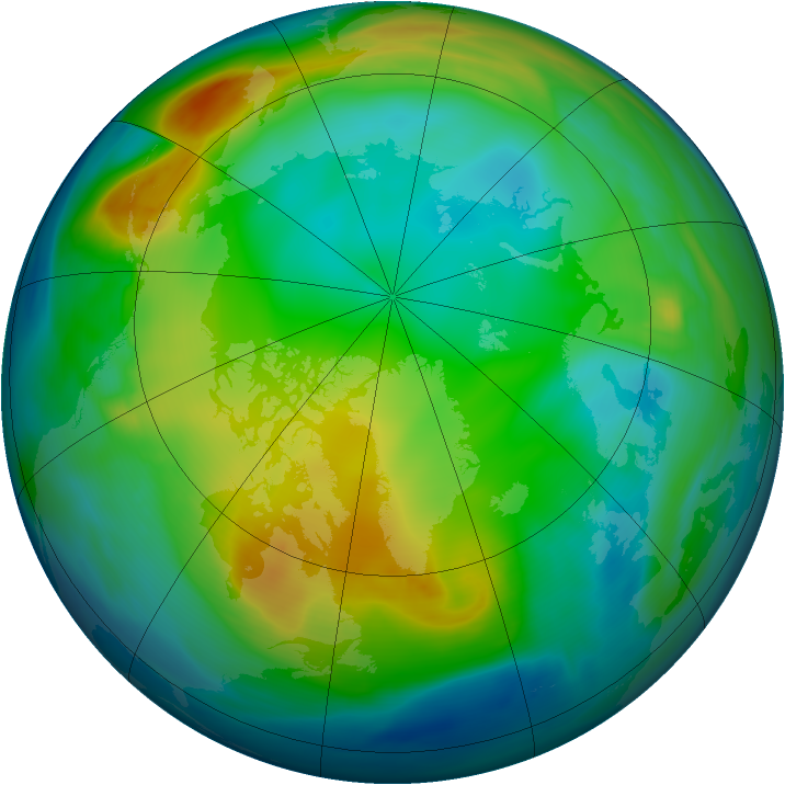 Arctic ozone map for 05 December 2004
